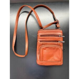 Brown leather crossbody bag/purse card organizer
